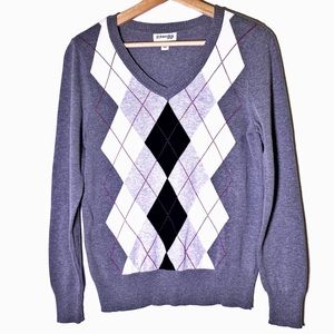 St. John’s Bay Gray White V Neck Pullover Sweater